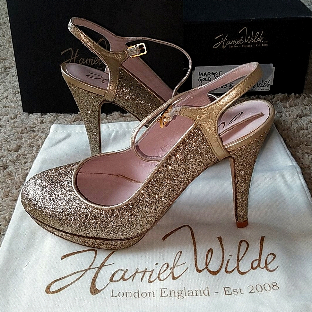 Harriet Wilde - Margo Gold Glitter Heels